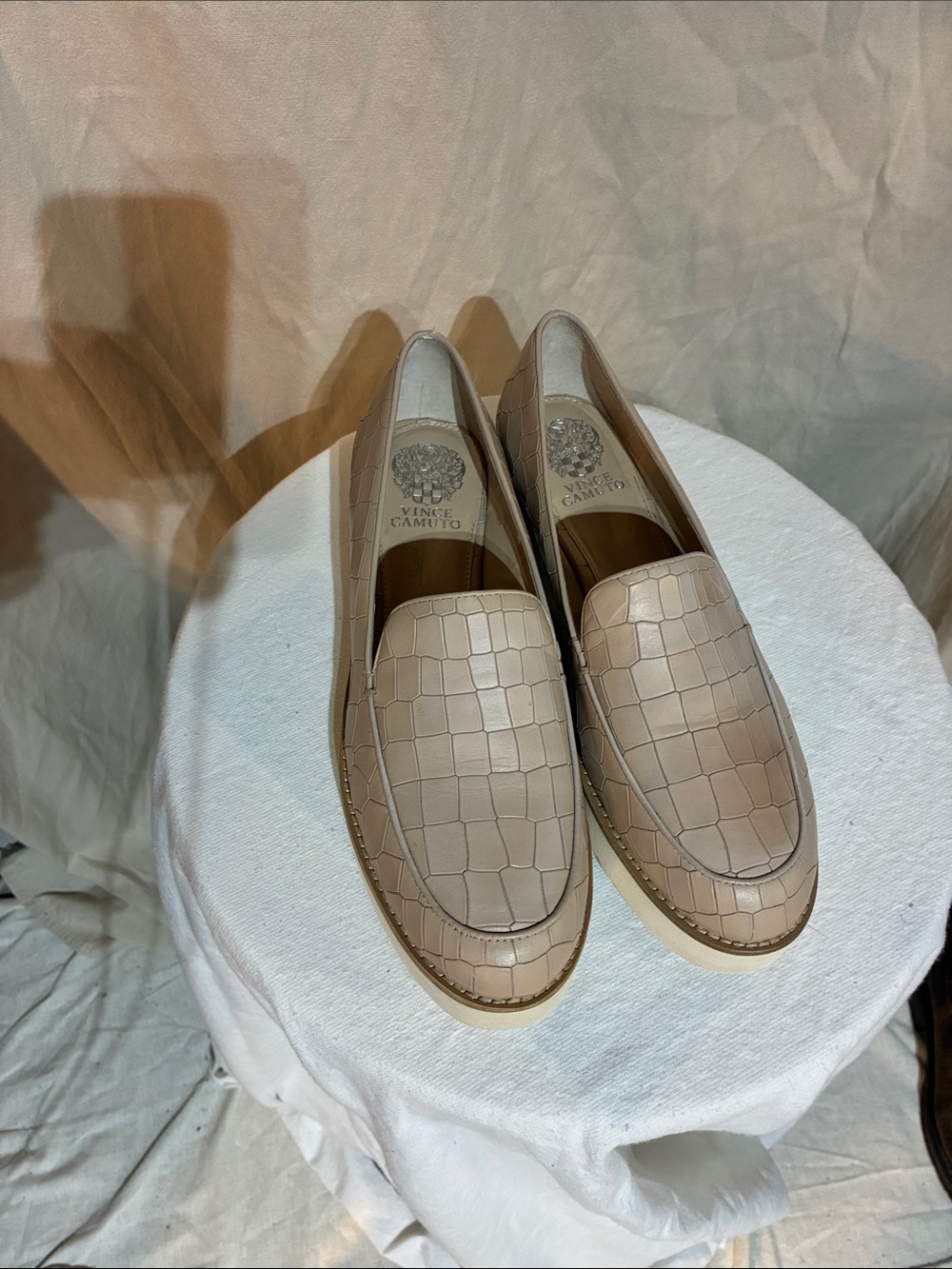 Vince Camuto Men's Taupe Croc-Embossed Slip-On Loafers